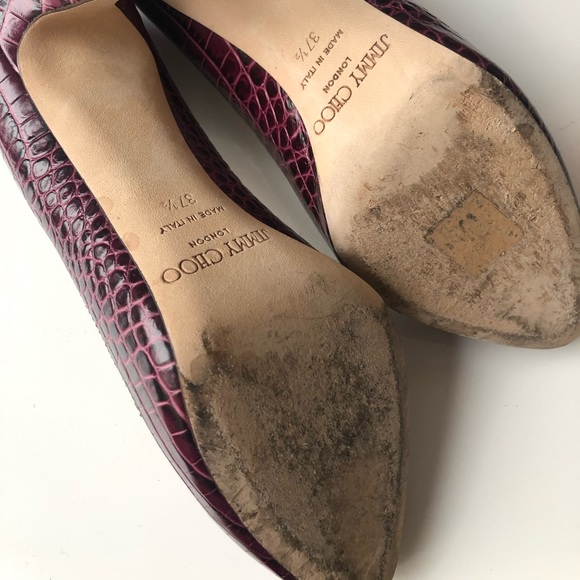 Jimmy Choo Vikki Plum Glossy Mock Croc Pumps - Picture 4 of 6